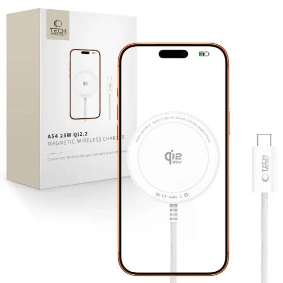 Tech-Protect A54 Încărcător Wireless MagSafe 25 W QI2.2, alb
