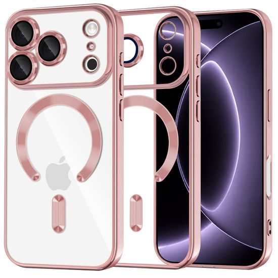 iPhone 17 Pro / 18 Pro vāciņš – Techsuit Luxury Crystal MagSafe – rozā