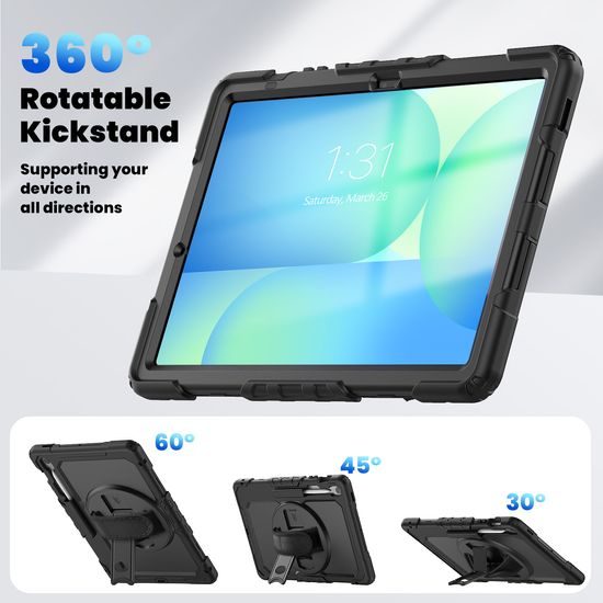 JP Solid360 etui za tablet, Samsung Tab S10 FE Plus, črn