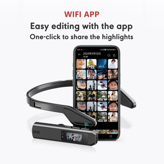 S111 Draagbare POV Actiecamera voor op het Hoofd - 1080P Full HD - met WiFi & 0,96" Display - Wit