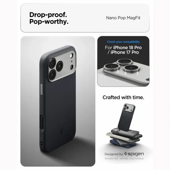 Spigen Nano Pop Mag MagSafe, iPhone 17 Pro Max / 18 Pro Max, crna