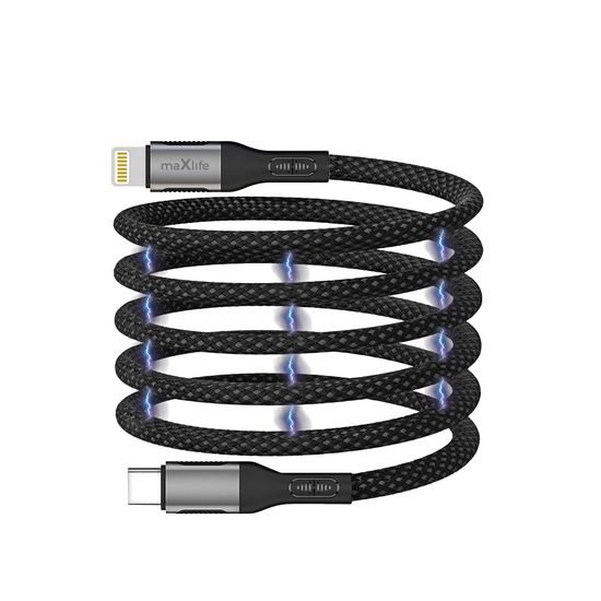 Maxlife magnetický kabel MXUC-11 USB-C - Lightning 1,0 m 27W, černý