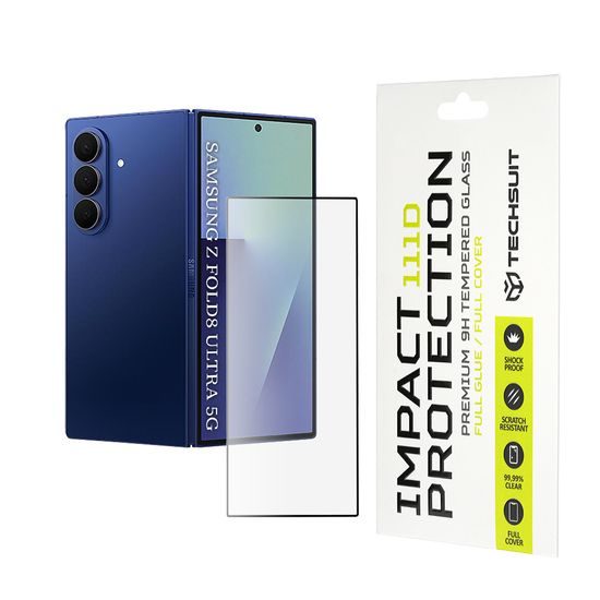 Samsung Galaxy Z Fold 8 Ultra kaitseklaas – Techsuit 111D karastatud klaas – must