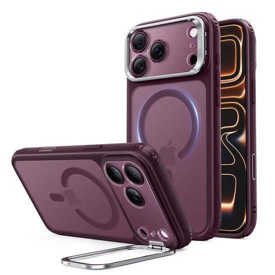 iPhone 17 Pro Max / 18 Pro Max vāciņš – ESR Classic Hybrid HaloLock ar statīvu – sarkans