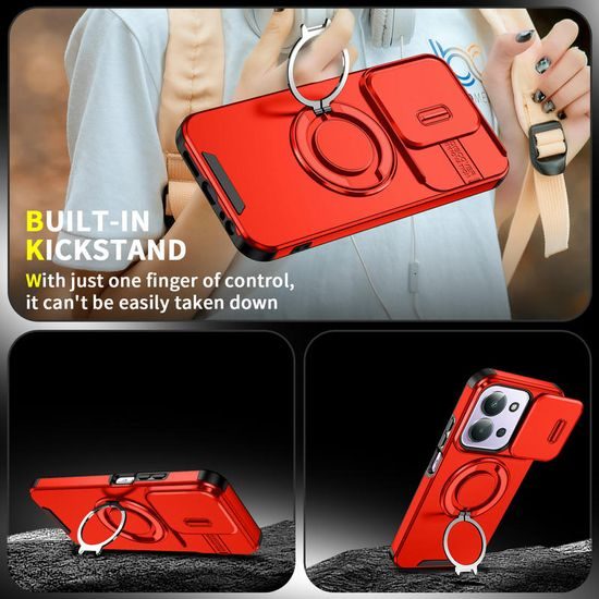 Θήκη Camslide Stand, Xiaomi Redmi 15C, κόκκινη