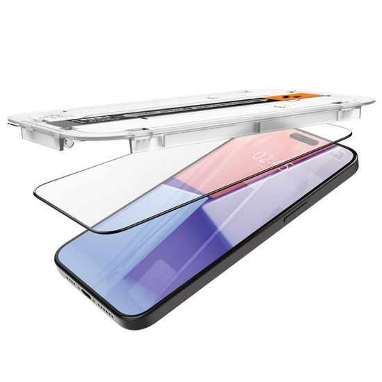 Spigen Glass.TR EZFit FC με εφαρμογέα, Προστατευτικό γυαλί, iPhone 15 Pro, μαύρο