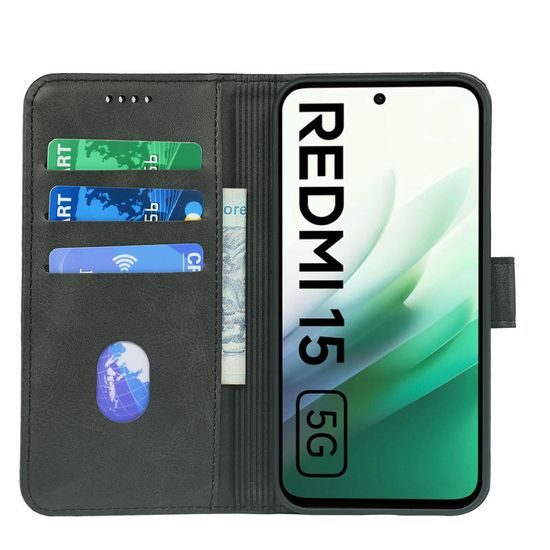 Θήκη Magnet, Xiaomi Redmi 15, μαύρη