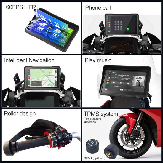 BMW Motorrad 7" IPS dodirni zaslon s bežičnim Apple CarPlay i Android Auto, CAN Bus podacima, upravljanjem Wonder Wheel, TPMS-om i 2 kamere