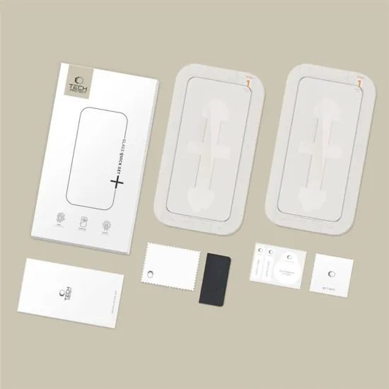 Tech-Protect Σκληρυμένο γυαλί Quick Set+, iPhone 13 / 13 Pro / 14 / 16e, μαύρο, 2 τεμάχια