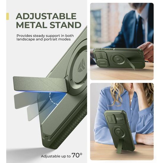 Dexnor MagSafe Kickstand Προστατευτική Θήκη iPhone 16 Pro Max, πράσινη