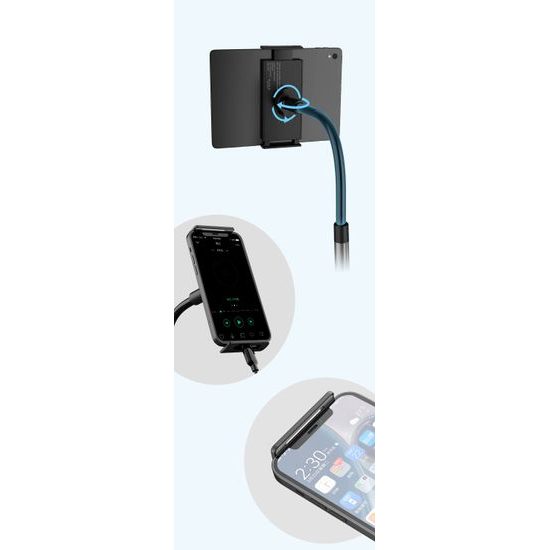 JP uniwersalny uchwyt na tablet i telefon na biurko z obrotowym i regulowanym ramieniem TH02, czarny