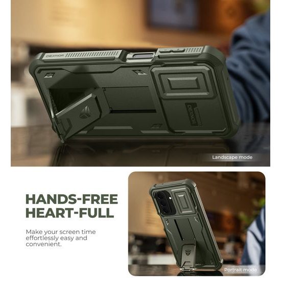 Dexnor 360 Kickstand Camprotector Schutzhülle für Samsung Galaxy A27 - Hybrid Handyhülle mit Kameraschutzklappe und Ständer - Grün