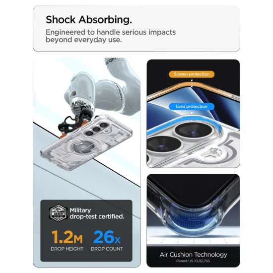 Spigen Ultra Hybrid Mag con MagSafe, Samsung Galaxy S26, zero one, bianco