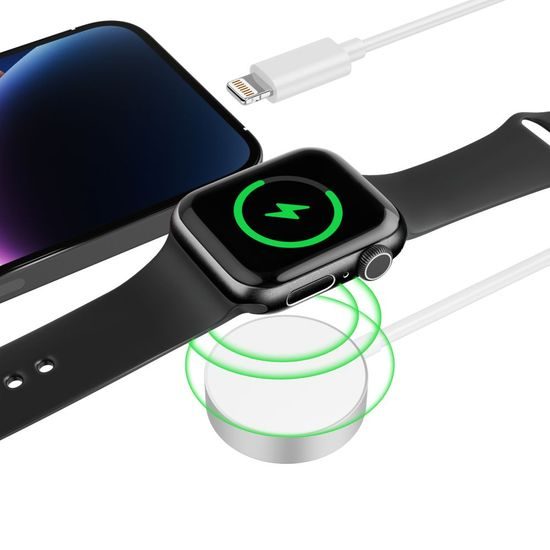 Tech-Protect UltraBoost 2v1 - Lightning a magnetický nabíjecí kabel pro Apple Watch, 1,5 m, bílý