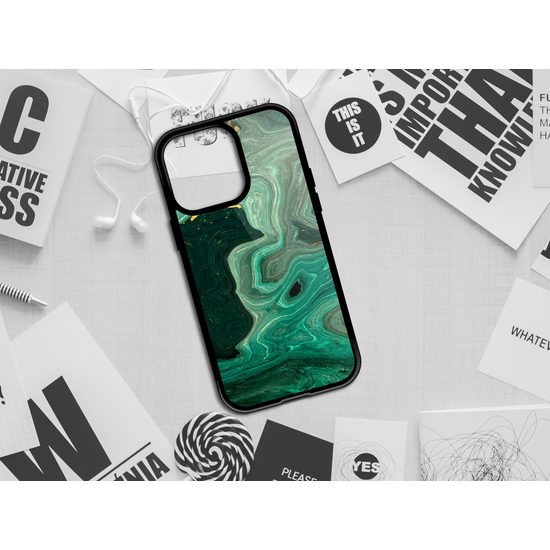 Momanio Case für iPhone 13 Mini - Schutzhülle mit Marmor-Design - Marble Green