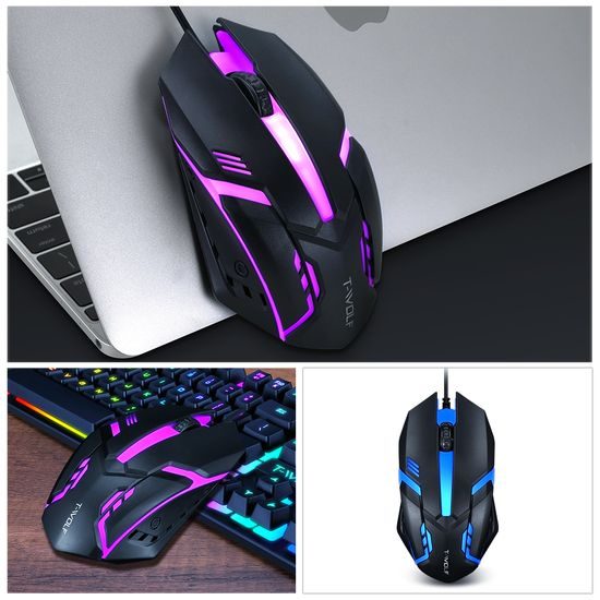 T-WOLF V1 gamer RGB egér, 1200 DPI, ergonomikus, háttérvilágítással (USB)