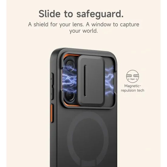Suritch MagSafe Kickstand Camprotector tok Samsung Galaxy A37 / A36, fekete