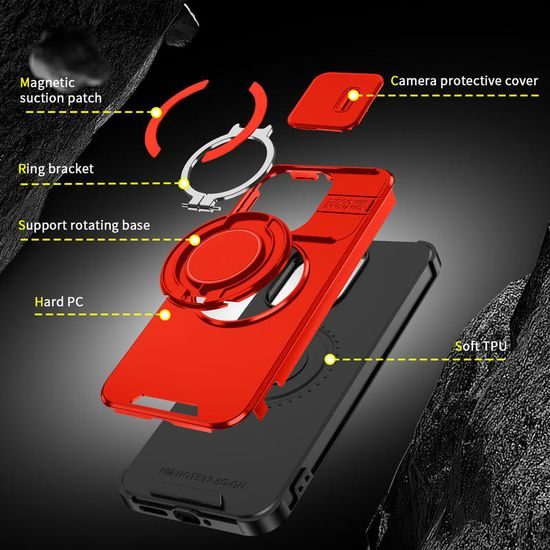 Xiaomi Redmi Note 17 4G / 5G ümbris – Camslide Stand kaamerakaitsega alusega – punane