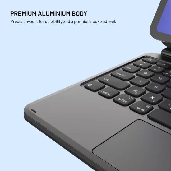 Tok vezeték nélküli billentyűzettel FIXED Typee Alu tabletre, Apple iPad Pro 11 2018 / 2020 / 2021 / 2022, iPad Air 4 10.9 2020 / Air 5 10.9 2022 / Air 6 11 2024 / Air 7 11 2025 / Air 8 11 2026, CZ, fekete