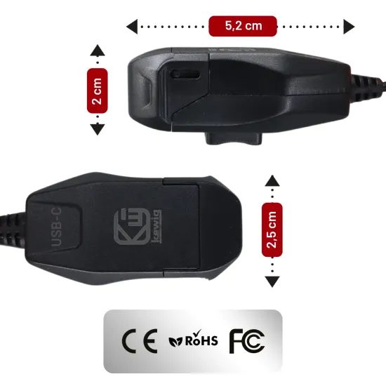 Motocyklová nabíječka USB-C, 36 W, IP65, černá