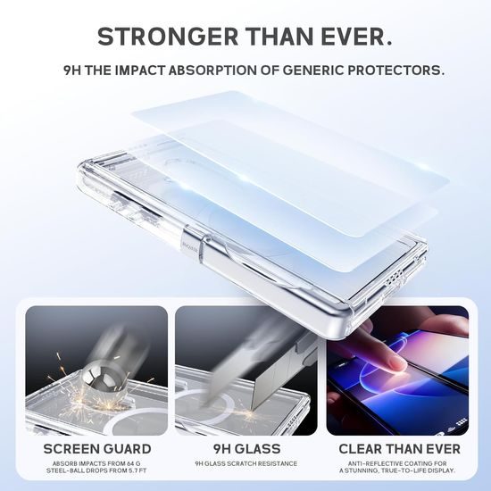 BiQiHR Schutzhülle + HD Schutzfolie für Samsung Galaxy Z Fold7 - 360° Schutz mit Panzerglas und Ständer - Transparent