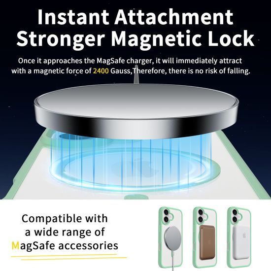 JP MagFit Clear MagSafe θήκη με μαγνήτη N52, iPhone 17, πράσινη