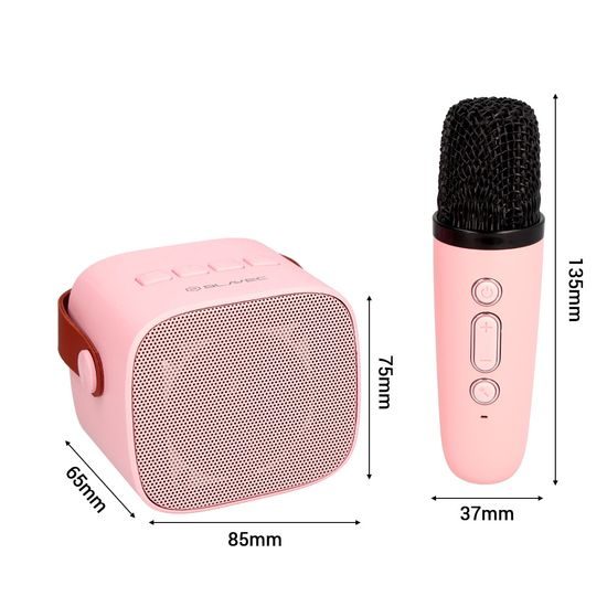 Blavec WS-07 Přenosný karaoke set se 2 mikrofony, 5 W, růžový