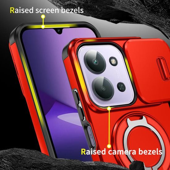 Θήκη Camslide Stand, Xiaomi Redmi 15C, κόκκινη