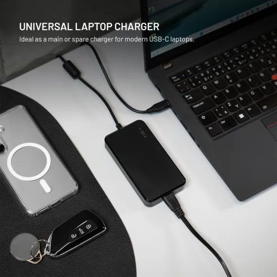 FIXED GaN töltőadapter notebookhoz, USB-C, PD 3.0, 100W, fekete