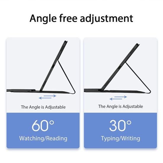 JP Magnetische Schutzhülle mit Bluetooth-Tastatur, Touchpad, Beleuchtung und Stylus-Halter für Samsung Galaxy Tab S8 Ultra / S9 Ultra / S10 Ultra - Schwarz