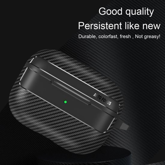 Techsuit CarbonFiber Hoesje voor AirPods Pro 3 - TPU met Karabijnhaak - Zwart