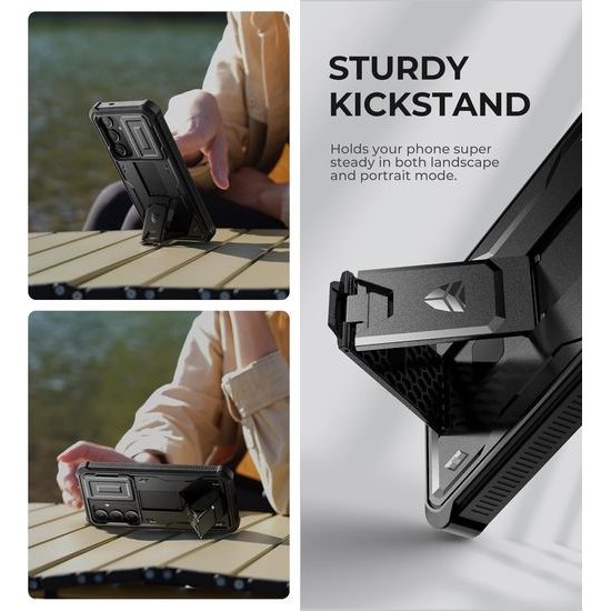 Dexnor 360 Kickstand Camprotector Θήκη Samsung Galaxy S24, Μαύρη