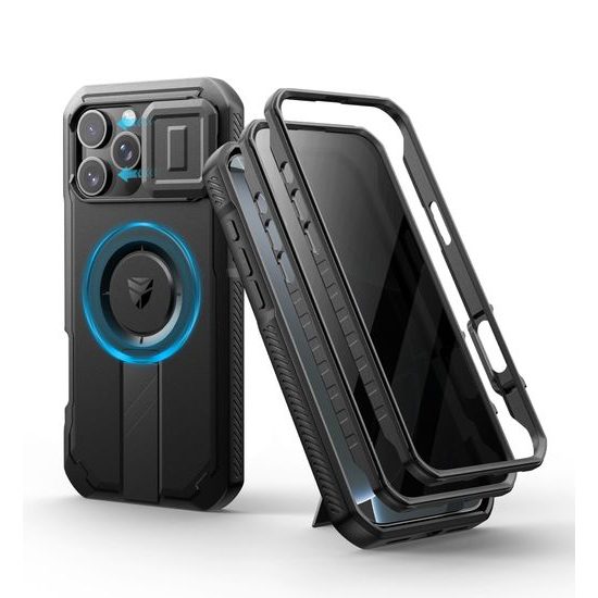 Dexnor Privacy MagSafe Kickstand Camprotector etui iPhone 16 Pro Max, črn