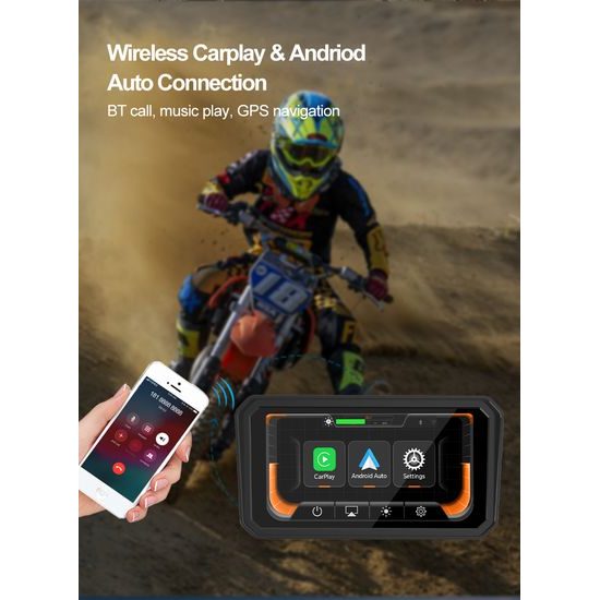 Motociklistički 6" CarPlay zaslon s bežičnim Apple CarPlay i Android Auto