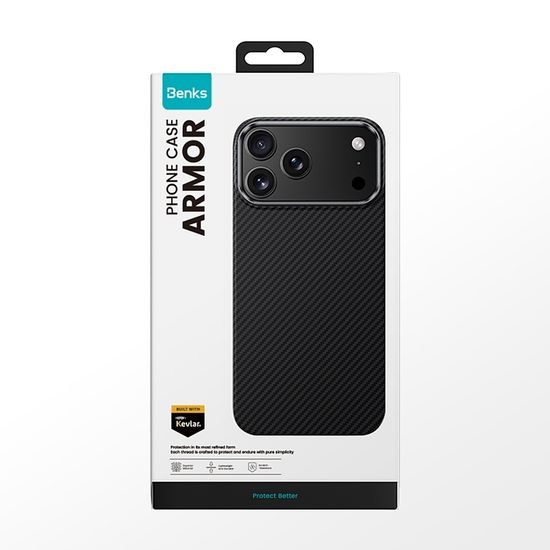 Benks Magnetic Armor Air Kevlar husă Metal Frame, iPhone 17 Pro / 18 Pro, negru