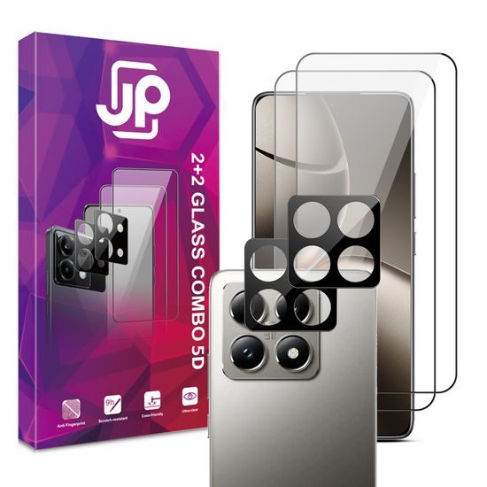 JP 5D Combo pack, Σετ 2 5D σκληρυμένα γυαλιά και 2 γυαλάκια φωτογραφικής μηχανής, Xiaomi 14T Pro