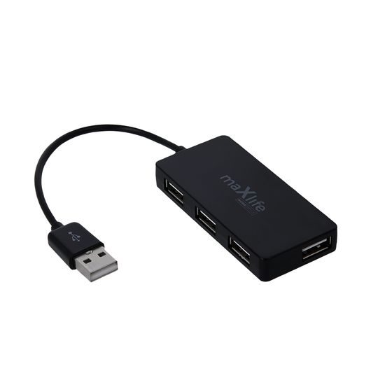 Maxlife Home Office USB 2.0 USB HUB - 4x USB 0,15 m, čierny + 1,5 m kábel |  Tvrdeneskla.eu