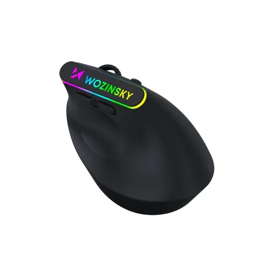Wozinsky WMG-1164 Kabellose Ergonomische Gaming Maus für PC und Laptop - Vertikale Funkmaus mit 2.4 GHz und Bluetooth 5.0 - 3600 DPI - RGB Beleuchtung - Schwarz