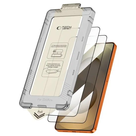Tech-Protect Quick Set+ Panzerglas für Samsung Galaxy S26 Ultra - Gehärtetes Displayschutzglas mit Montagerahmen - 2 Stück - Schwarz