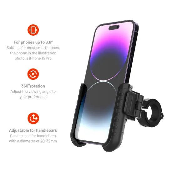 Univerzálny držiak mobilného telefónu na bicykel FIXED Bikee Plus, čierny
