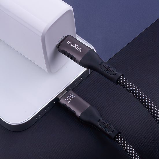 Maxlife magnetický kabel MXUC-11 USB-C - Lightning 1,0 m 27W, černý