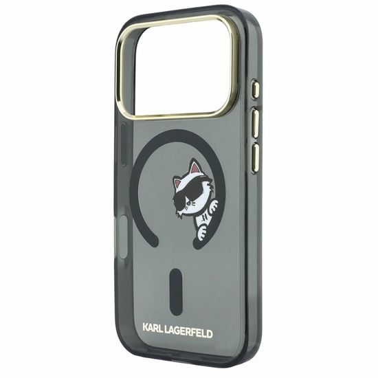 Karl Lagerfeld IML Peekaboo Print Case für iPhone 17 Pro / 18 Pro - MagSafe kompatibel mit Metallrahmen - Schwarz