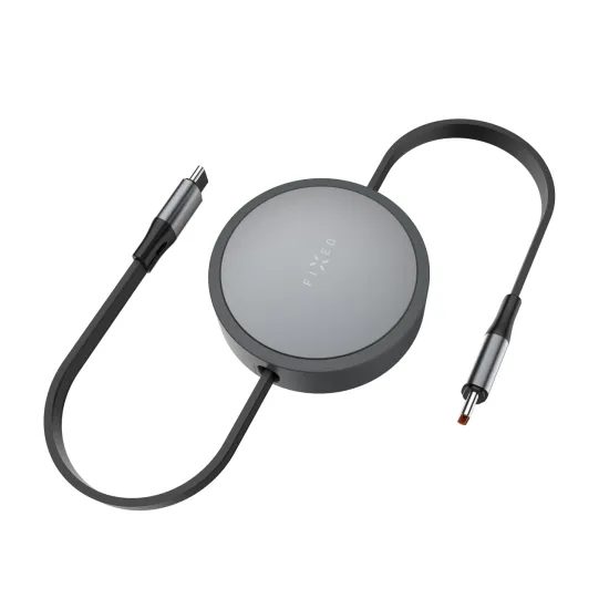 Feltekerhető kábel FIXED Retractable Cable USB-C - USB-C, PD 100W, 480Mbps, 1m, szürke