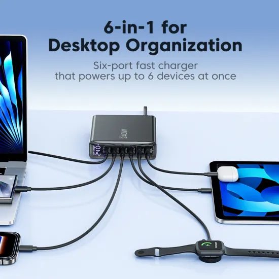 Tech-Protect DC240W-GAN 6 portos töltő PD 240 W / QC3.0, fekete