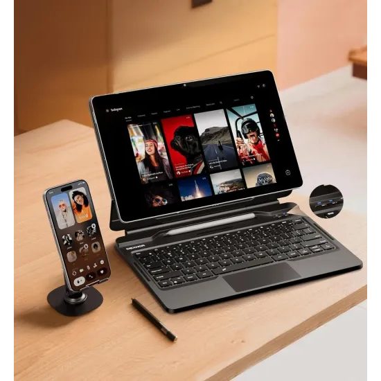 Husă magnetică Dexnor cu tastatură, Samsung Galaxy Tab S10 FE Plus, neagră