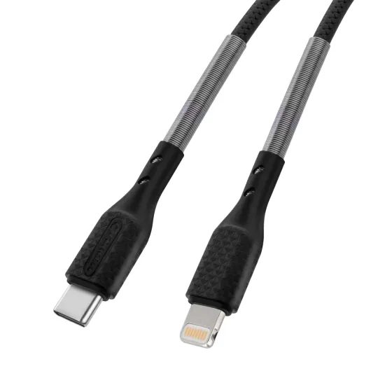 Καλώδιο Forcell Carbon, USB-C - Lightning, Power Delivery, PD27W, CB-01C, μαύρο, 1 m