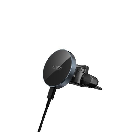 Tech-Protect MM15W-V5 Bezdrôtová MagSafe nabíjačka do auta s magnetickým držiakom na CD a vetranie 15W, čierna