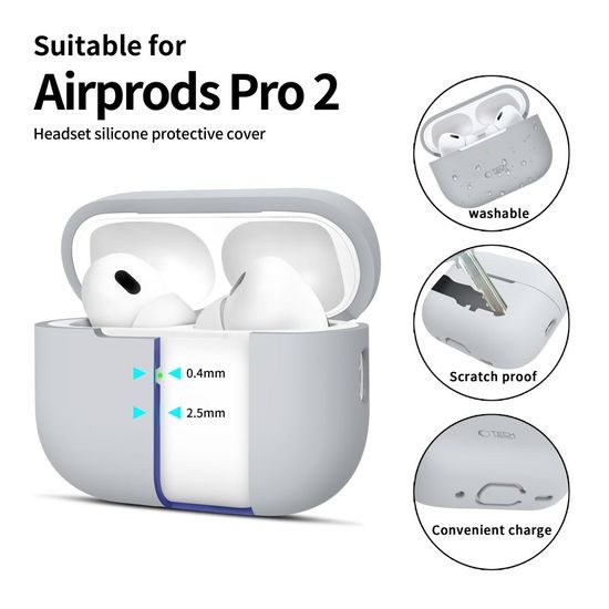 Tech-Protect Σιλικονική θήκη, Apple AirPods Pro 1 / 2, γκρι