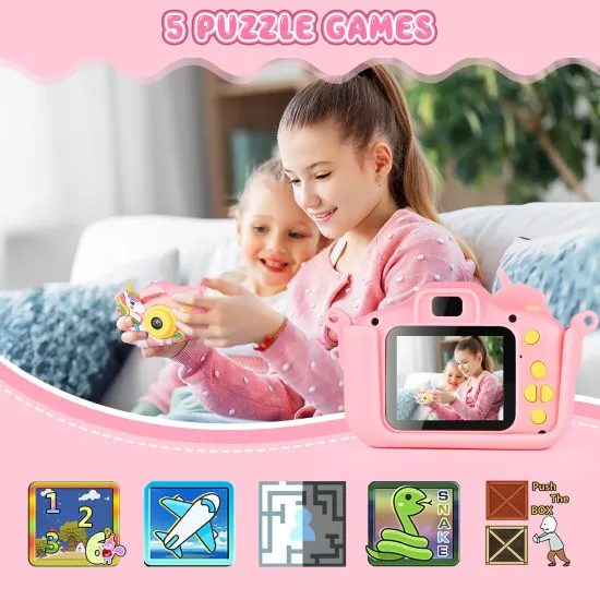 Digitálny detský fotoaparát s funkciou kamery, modrý