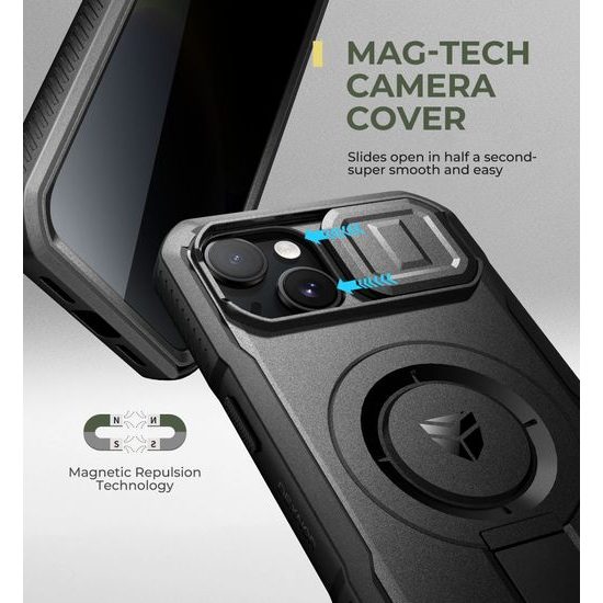 Dexnor Privacy MagSafe Kickstand Camprotector obal iPhone 13 / 14, černý